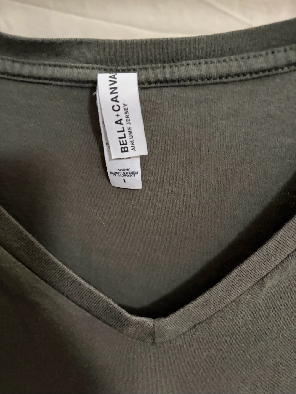Bella Canvas Olive Green 'Socially Awkward' V-Neck Tee - Picture 4 of 4
